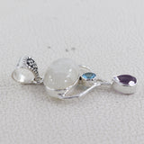 Rainbow Moonstone Silver Pendant