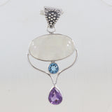 Rainbow Moonstone Silver Pendant