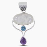 Rainbow Moonstone Silver Pendants