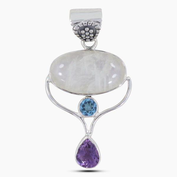 Rainbow Moonstone Silver Pendants
