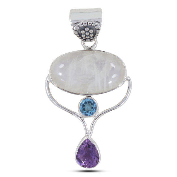 Rainbow Moonstone Silver Pendants