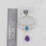 Rainbow Moonstone Silver Pendant