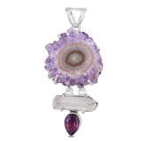 Natural Amethyst Slice & Crystal Gemstone Pendant