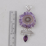 Natural Amethyst Slice & Crystal Gemstone Pendant