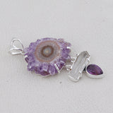 Natural Amethyst Slice & Crystal Gemstone Pendant