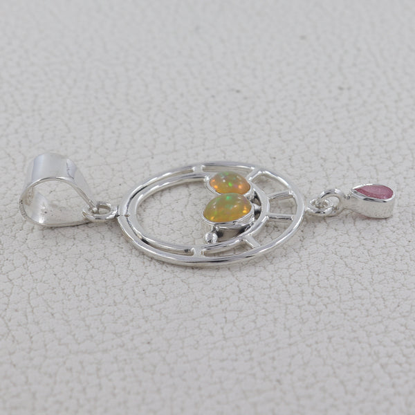 925 Sterling Silver Ethiopian Opal Pendant
