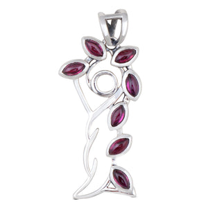 925 Sterling Silver Pink Garnet Pendant