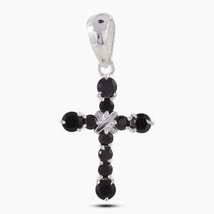 Holy Cross Blue Topaz Silver Pendants