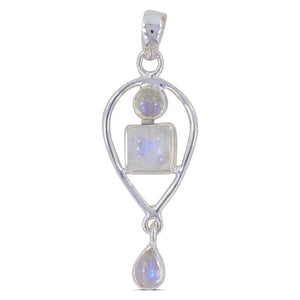 Rainbow Moonstone Silver Pendant