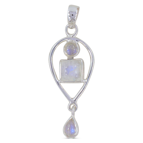 Rainbow Moonstone Silver Pendant