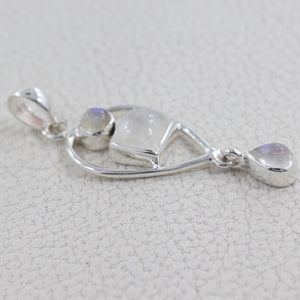 Rainbow Moonstone Silver Pendant