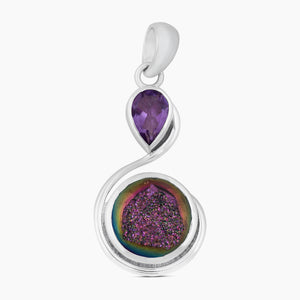 925 Sterling Silver Titanium Druzy Pendants