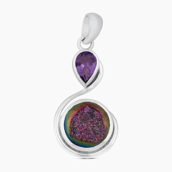 925 Sterling Silver Titanium Druzy Pendants