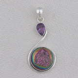 925 Sterling Silver Titanium Druzy Pendants