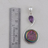 925 Sterling Silver Titanium Druzy Pendants