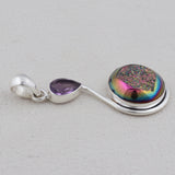 925 Sterling Silver Titanium Druzy Pendants