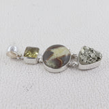 Septerian Jasper With Lemon Topaz Pyrite Silver Pendant