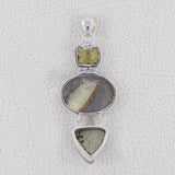 Septerian Jasper With Lemon Topaz Pyrite Silver Pendant