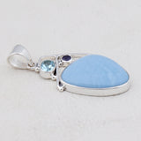 925 Sterling Silver Blue Opal Pendant