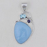 925 Sterling Silver Blue Opal Pendant