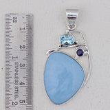 925 Sterling Silver Blue Opal Pendant