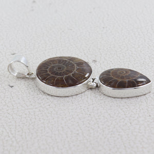 925 Sterling Silver Ammonite Fossil Pendant