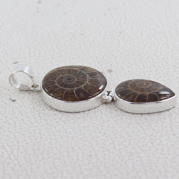 925 Sterling Silver Ammonite Fossil Pendant