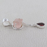 Rose Quartz & Garnet Silver Pendants