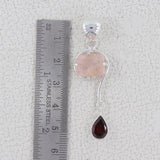 Rose Quartz & Garnet Silver Pendants