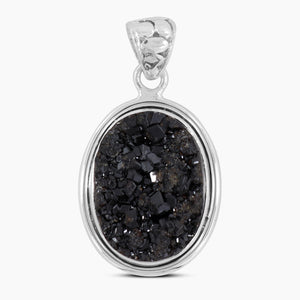 925 Silver Raw Black Garnet Pendants