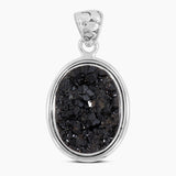 925 Silver Raw Black Garnet Pendants