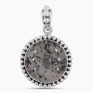 925 Silver Black Dot Quartz Pendant