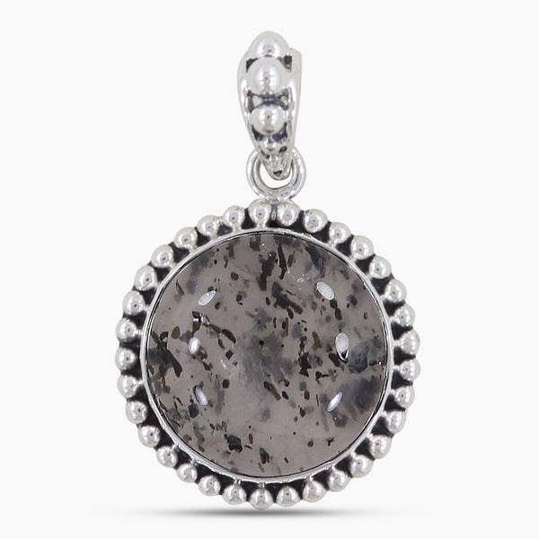 925 Silver Black Dot Quartz Pendant