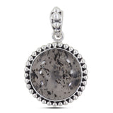 925 Silver Black Dot Quartz Pendant