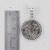 925 Silver Black Dot Quartz Pendant