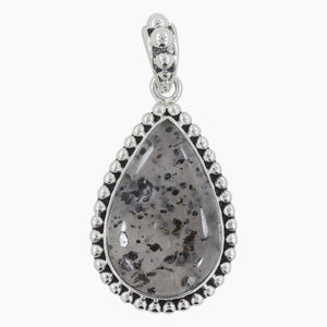 925 Sterling Silver Black Dot Quartz Pendants