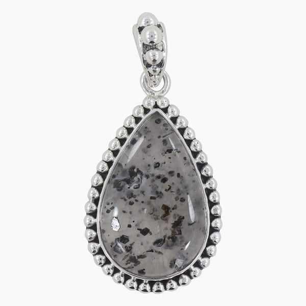 925 Sterling Silver Black Dot Quartz Pendants