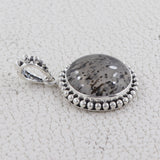 925 Silver Black Dot Quartz Pendant