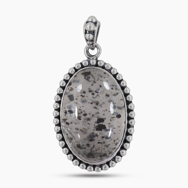 925 Silver Black Dot Quartz Pendant