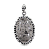 Black Dot Quartz Pendant 925 Sterling Silver