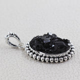 Melanite Black Garnet Raw 925Silver Pendant