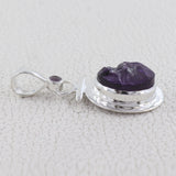 925 Staling Silver Raw Amethyst Pendant