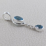 Natural Blue Topaz 925 Sterling Silver Pendant