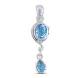 925 Sterling Silver Blue Topaz Pendant