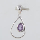 Pear Shape Amethyst Silver Designer Pendant