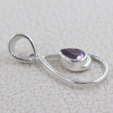 Pear Shape Amethyst Silver Designer Pendant