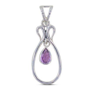 Natural Amethyst Silver Pendant