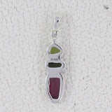 Garnet Gemstone With Multi Color Silver Pendant