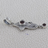 Flower Shape Garnet Round Gemstone Silver Pendant