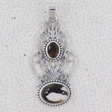 Peanut Wood & Smoky Quartz Silver Pendant